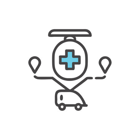 Hospital location icon in flat style. Ambulance vector illustration on white isolated background. Medicine business concept.のイラスト素材