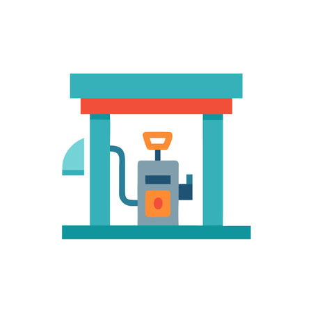 Gas station icon in flat color style. Gasoline fuel pump serviceのイラスト素材