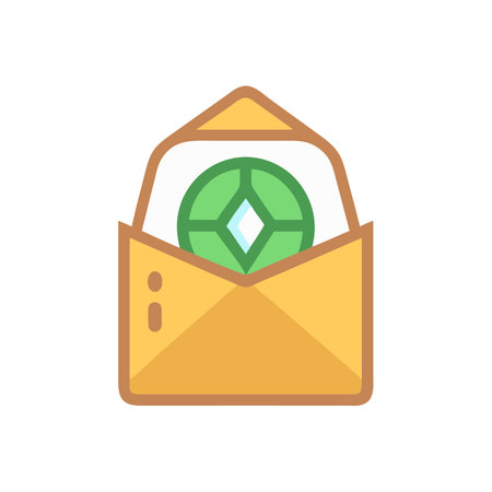 Envelope with diamond icon. Vector illustration in flat style.のイラスト素材