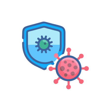 Coronavirus protection icon in flat color style. Vector illustration.のイラスト素材
