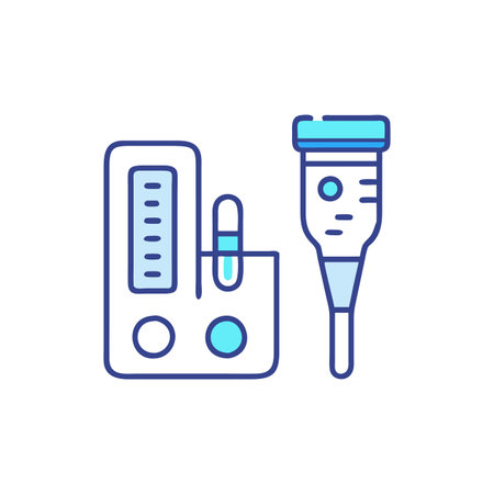 Thermometer and digital thermometer, healthcare and medical equipment, vector line iconのイラスト素材