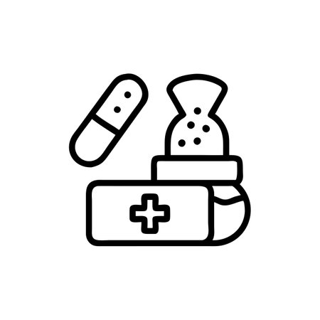 medicine icon vector. A thin line sign. Isolated contour symbol illustrationのイラスト素材