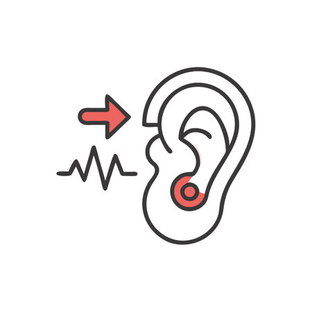 Ear hearing aid thin line icon. Vector illustration of hearing aid.のイラスト素材
