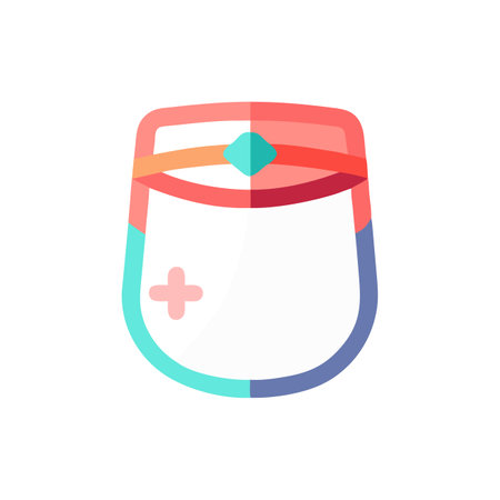 Nurse cap icon in flat color style. Medical care and healthcareのイラスト素材