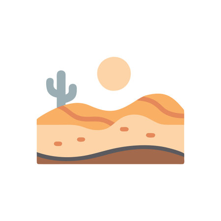 Desert flat icon isolated on white background for web and mobile app designのイラスト素材