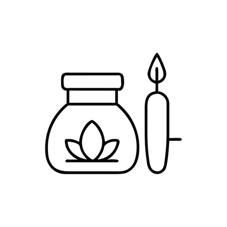 candle aromatherapy spa treatment line style icon vector illustration designのイラスト素材
