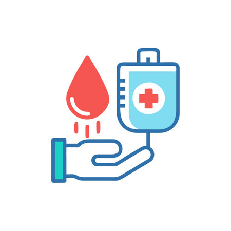 Blood donation, blood transfusion, blood donation vector line icon.のイラスト素材