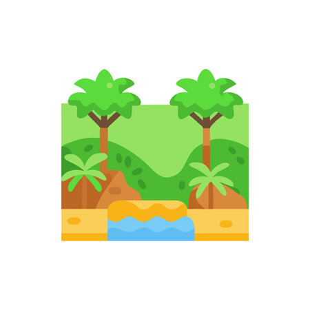 Tropical island flat icon isolated on white background. Vector illustrationのイラスト素材