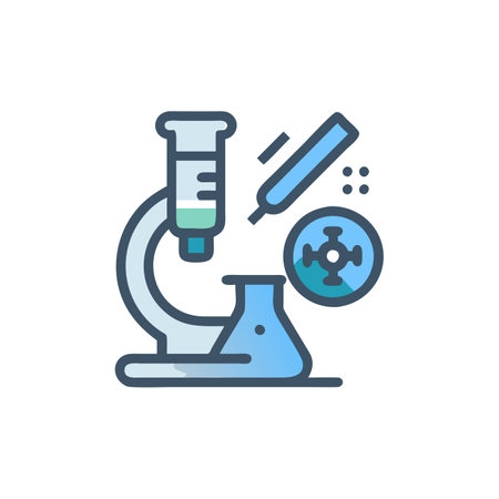 Laboratory glassware and test tube flat icon. Vector illustration.のイラスト素材