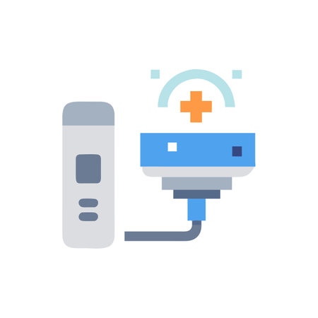 Electronic medical equipment icon in flat color style. Vector illustration.のイラスト素材