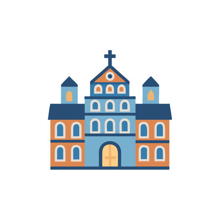 Church icon. Flat color design. Vector illustration. Religion concept.のイラスト素材