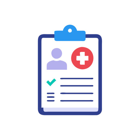 Clipboard with medical prescription icon. Vector illustration in flat styleのイラスト素材