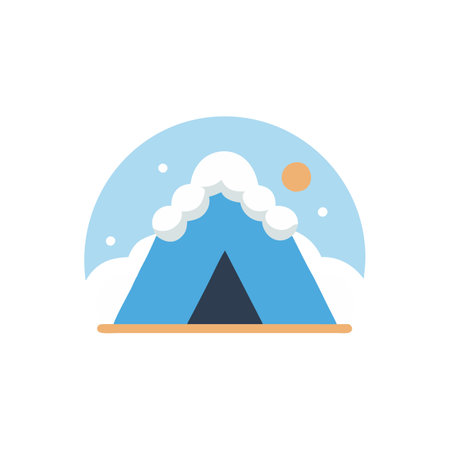 Camping tent icon in flat color style. Camping tourism adventureのイラスト素材