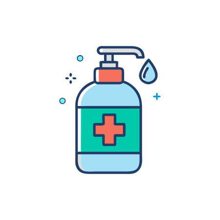 Hand sanitizer icon. Sanitizer bottle, liquid soap. Vector illustrationのイラスト素材