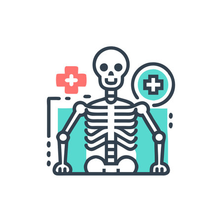 Skeleton and medical cross line icon. Vector illustration, flat designのイラスト素材