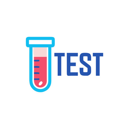 Test flat icon. Vector illustration of a test tube with blood.のイラスト素材