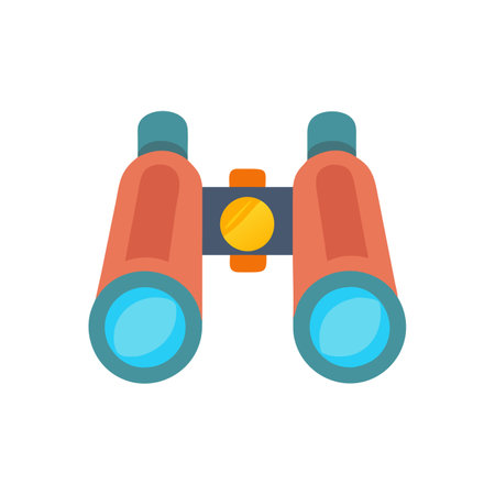 Binoculars icon in flat color style. Search and explorationのイラスト素材