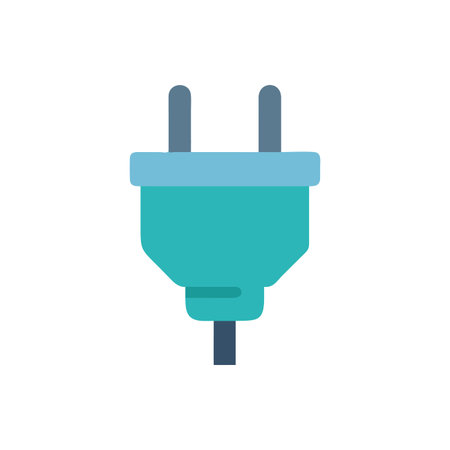 Electric plug icon in flat color style. Power energy power energy technologyのイラスト素材