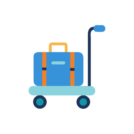 Baggage icon in flat color style. Luggage on trolleyのイラスト素材