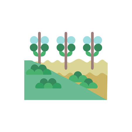 Plantation icon in flat color style. Nature forest landscape environmentのイラスト素材