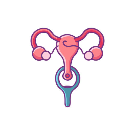 Uterus icon in flat style. Female reproductive system symbol.のイラスト素材