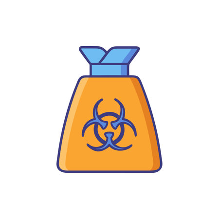 Bag of biohazard icon. Vector illustration in flat style.のイラスト素材
