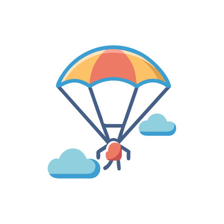 Parachute flat icon. Parachutist, paraglider, parachutist, skydiver vector colorful illustration.のイラスト素材