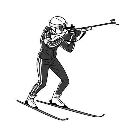 Skiing, skier, monochrome vector illustration.のイラスト素材