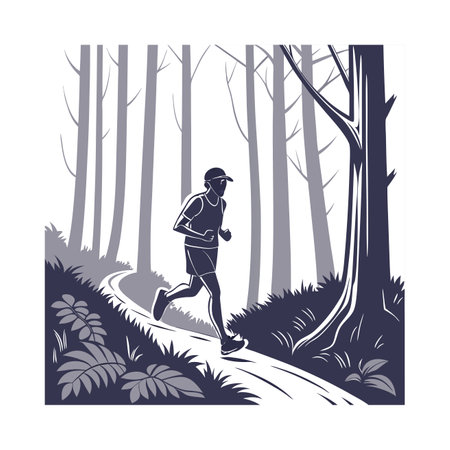 Man jogging in the forest. Vector illustration of a runner.のイラスト素材