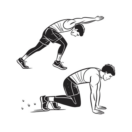 Vector illustration of a man doing push-ups. Isolated on white background.のイラスト素材
