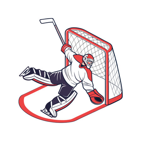 Ice hockey player with the stick and puck, cartoon vector illustration graphic designのイラスト素材
