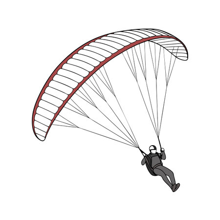 Paraglider flying isolated on white background. Paraglider flying in the sky.