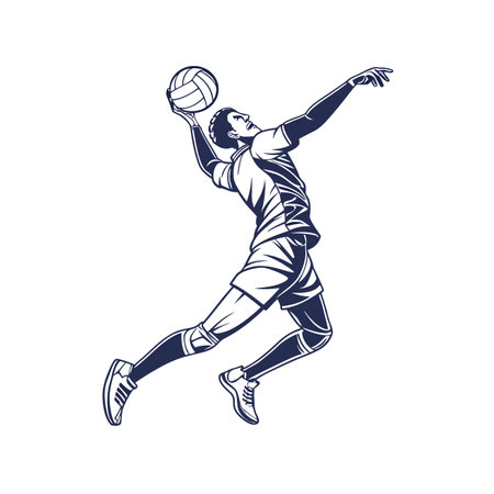 Volleyball player with ball. Vector illustration isolated on white background.のイラスト素材