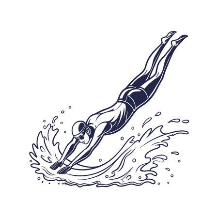 Swimmer in the water. Vector illustration on a white background.のイラスト素材