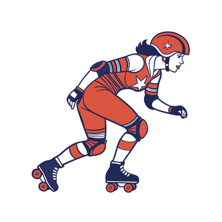 Roller skater action cartoon sport graphic vector. Retro style illustration