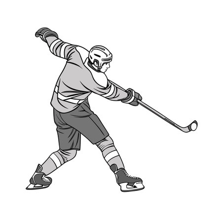Ice hockey player action cartoon sport graphic vector. Ice hockey player.のイラスト素材