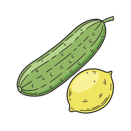 Cucumber and lemon. Vector illustration of cucumber and lemon.のイラスト素材