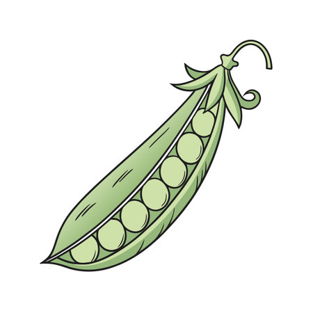 Pea pod icon in cartoon style isolated on white background. Vegetable symbol stock vector illustration.のイラスト素材