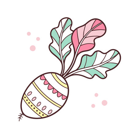 Easter egg with beets on white background. Vector illustration.のイラスト素材