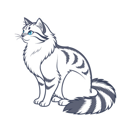 Siberian cat with blue eyes on white background. Vector illustration.のイラスト素材