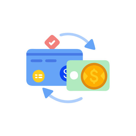 Credit card exchange icon in flat color style. Money transfer transaction transactionのイラスト素材