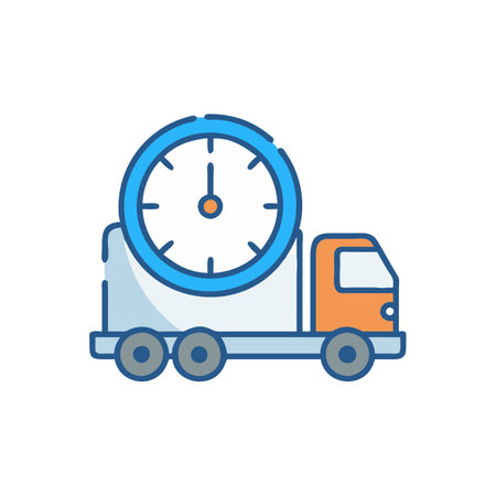 delivery truck with chronometer and clock icon vector illustration graphic designのイラスト素材