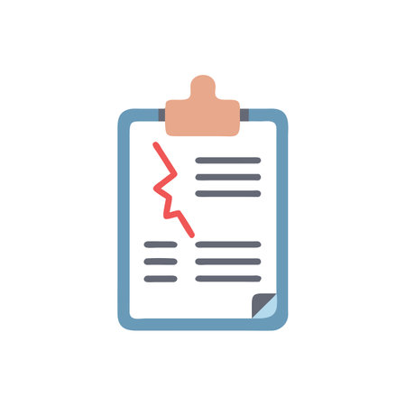 Clipboard with falling graph icon in flat color style. Report documentのイラスト素材