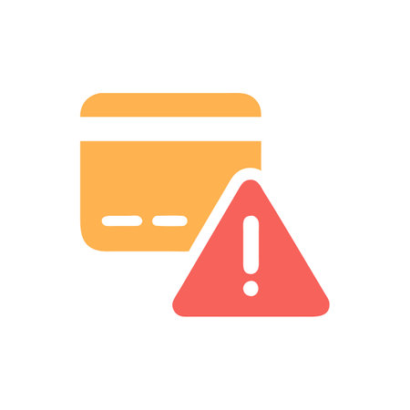 Credit card with exclamation mark icon. Credit card danger sign.のイラスト素材