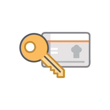 Key on credit card icon in flat color style. Buying moneyのイラスト素材