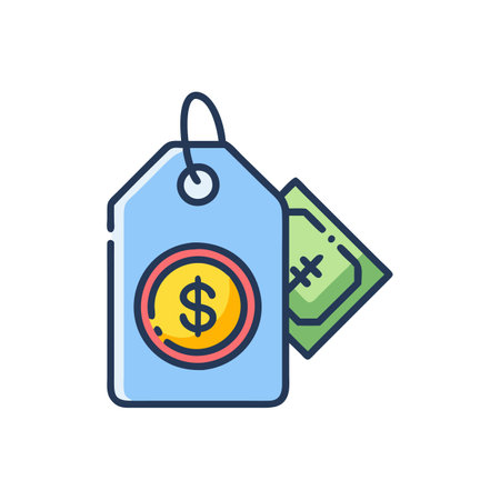 Price tag with dollar sign flat line icon. Vector illustration, EPS 10.のイラスト素材