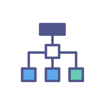 Business hierarchy flat color icon. Pictogram for web page, mobile app, promo