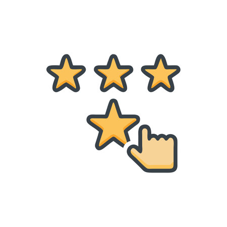 Rating star icon in flat style. Feedback vector illustration on white isolated background. Rating business concept.のイラスト素材