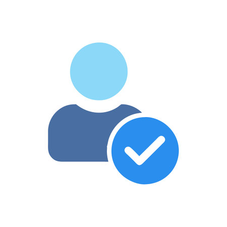 User icon with check mark, vector illustration. Flat design style.のイラスト素材