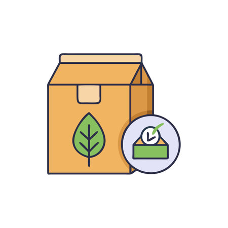Packaging box and leaf flat color icon. Delivery service. Vector illustrationのイラスト素材